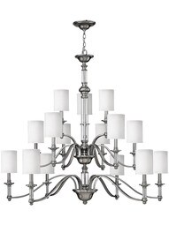 Sussex Three Tier Chandelier With Fabric Cylinder Shades